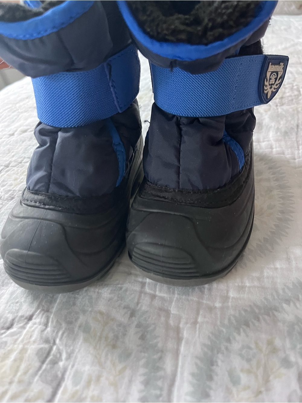 Kamik Blue and Black Kids Winter Boots with Rugged Soles size 6